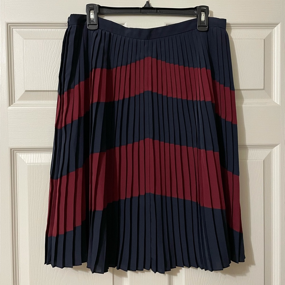 J Cree Navy and dark red Pleated Skirt Size 10